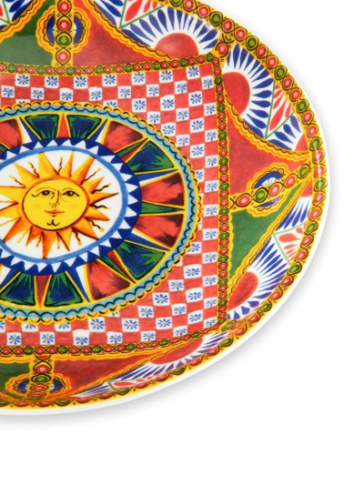 Shop Dolce & Gabbana Carretto-print Porcelain Soup Plates (set Of 2) In Orange