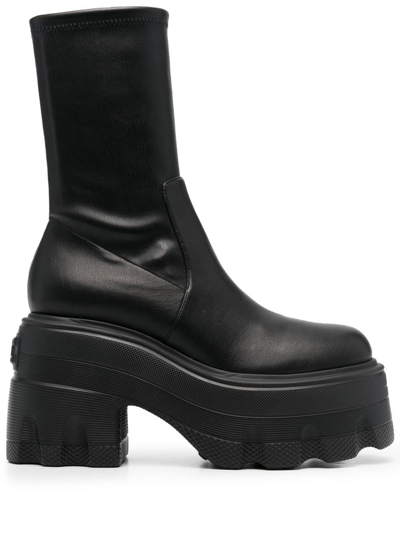 Shop Casadei Pull-on Platform Boots In Black