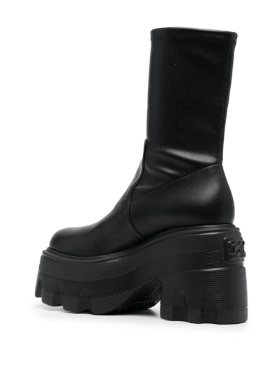 Shop Casadei Pull-on Platform Boots In Black