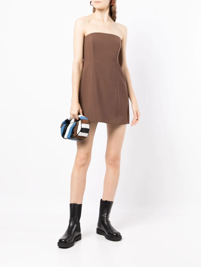 Shop Sir Adrien Strapless Mini Dress In Brown
