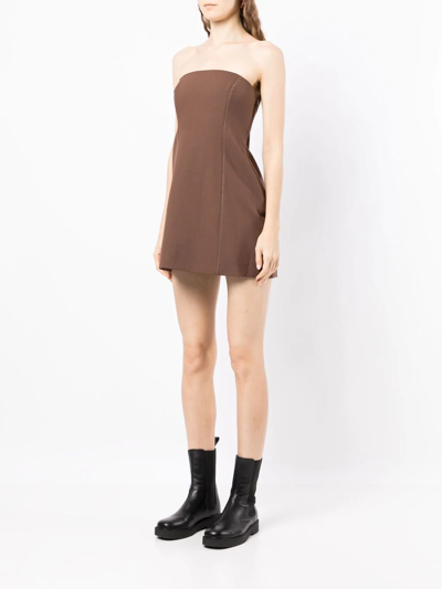 Shop Sir Adrien Strapless Mini Dress In Brown