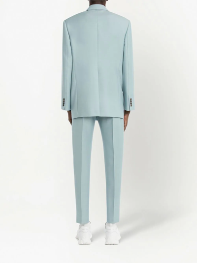Alexander Mcqueen Double-breasted Wool Mohair Jacket In Blue