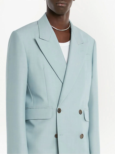 Alexander Mcqueen Double-breasted Wool Mohair Jacket In Blue