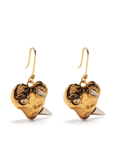 Marni Heart-shaped Studded Earrings In Gold Palladium | ModeSens