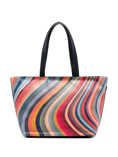 Shop Paul Smith Swirl Striped Pattern Bag In Blue