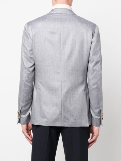 Shop Lardini Double-breasted Blazer In Grey