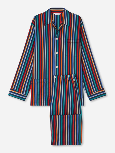 Shop Derek Rose Men's Classic Fit Pyjamas Wellington 54 Cotton Multi