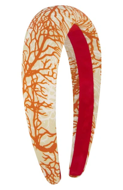 Shop Bien Abye Coral Reef Silk Headband In Orange Multi