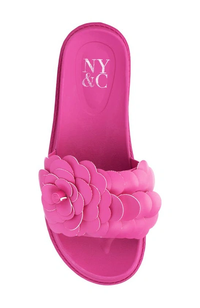 New York And Company Camilia Flower Strap Platform Slide Sandal In Pink
