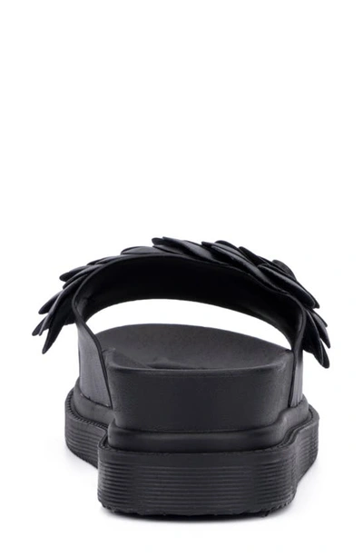 New York And Company Camilia Flower Strap Platform Slide Sandal In Black