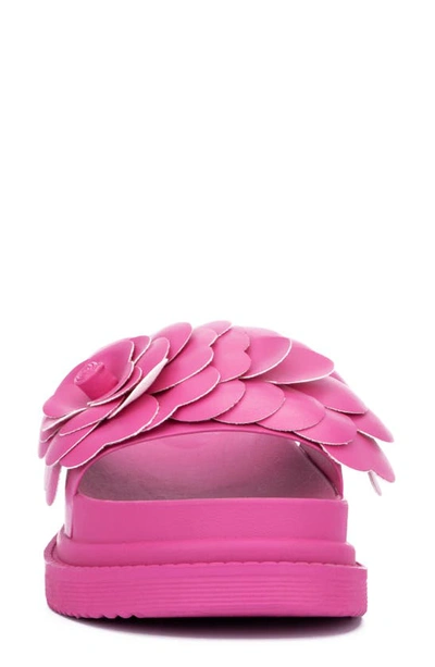 New York And Company Camilia Flower Strap Platform Slide Sandal In Pink
