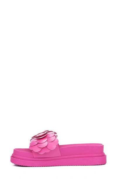 New York And Company Camilia Flower Strap Platform Slide Sandal In Pink