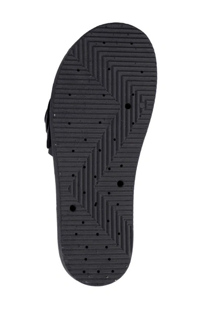 New York And Company Camilia Flower Strap Platform Slide Sandal In Black