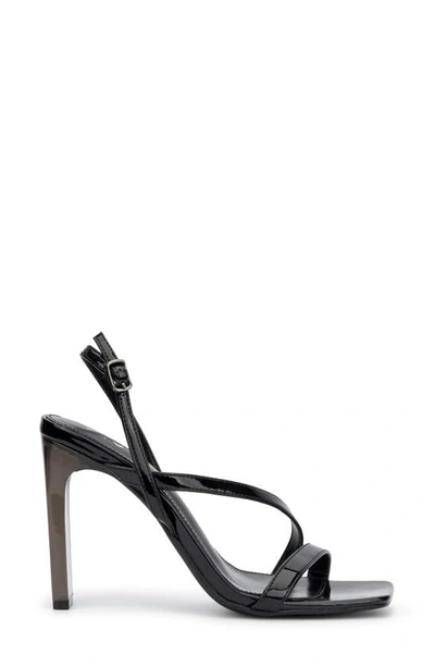 New York And Company Lory Faux Leather Lucite Heel Sandal In Black