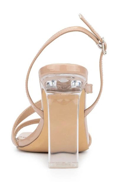 New York And Company Lory Faux Leather Lucite Heel Sandal In Nude