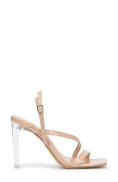 New York And Company Lory Faux Leather Lucite Heel Sandal In Nude