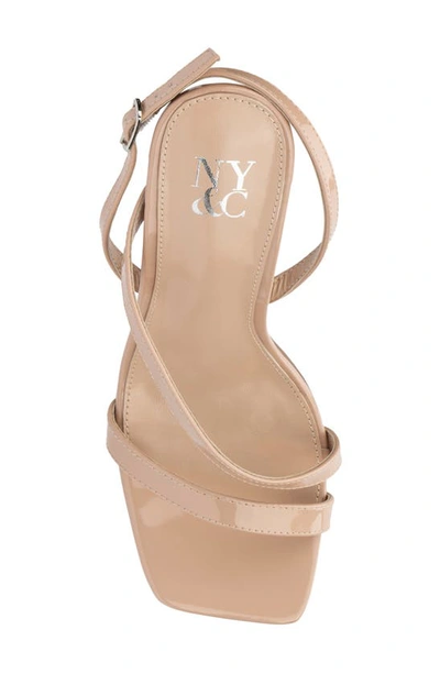New York And Company Lory Faux Leather Lucite Heel Sandal In Nude