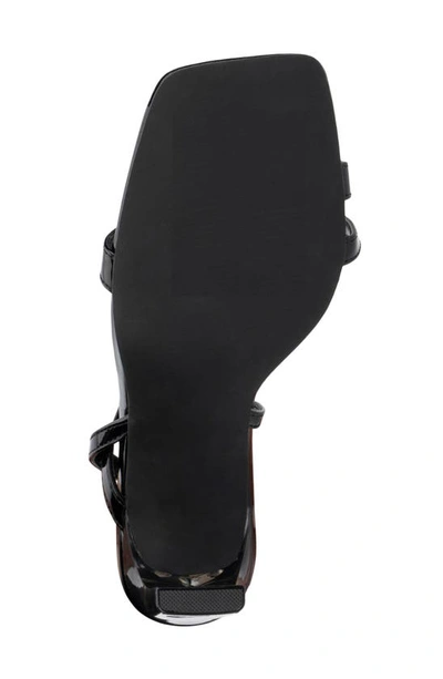 New York And Company Lory Faux Leather Lucite Heel Sandal In Black