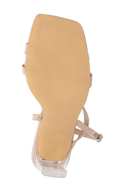 New York And Company Lory Faux Leather Lucite Heel Sandal In Nude