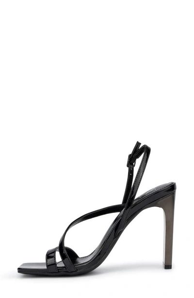 New York And Company Lory Faux Leather Lucite Heel Sandal In Black