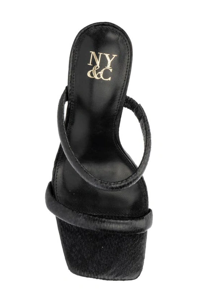 New York And Company Galina Faux Snake Embossed Leather Block Heel Sandal In Black