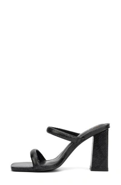 New York And Company Galina Faux Snake Embossed Leather Block Heel Sandal In Black
