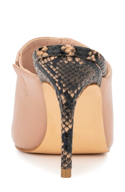 New York And Company Carlette Snake Embossed Heeled Mule In Nude