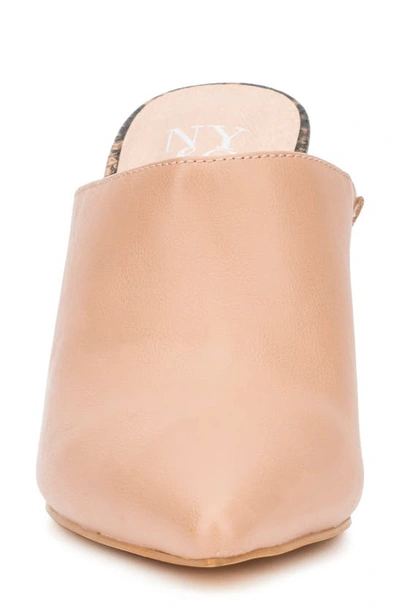 New York And Company Carlette Snake Embossed Heeled Mule In Nude