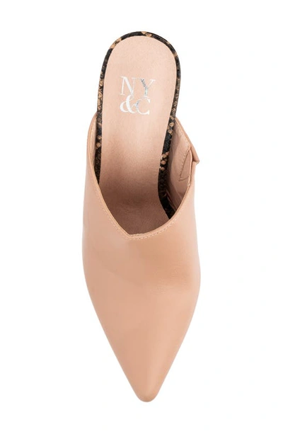 New York And Company Carlette Snake Embossed Heeled Mule In Nude