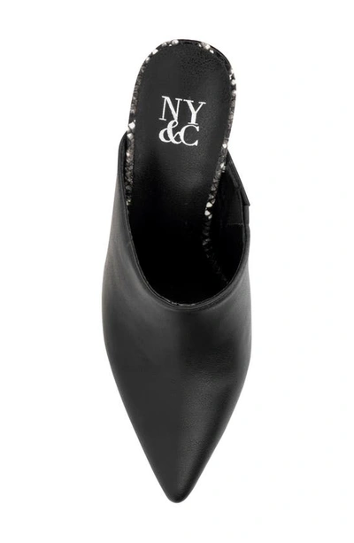 New York And Company Carlette Snake Embossed Heeled Mule In Black