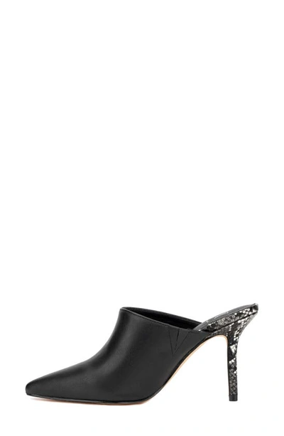 New York And Company Carlette Snake Embossed Heeled Mule In Black