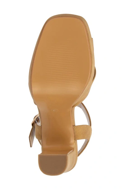 New York And Company Adalia Womens Faux Suede Ankle Strap Platform Sandals In Tan