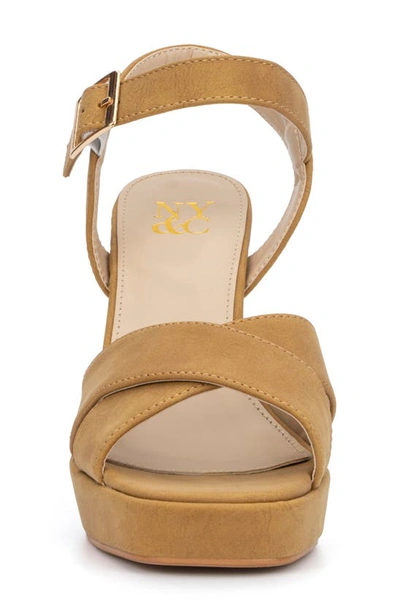 New York And Company Adalia Womens Faux Suede Ankle Strap Platform Sandals In Tan