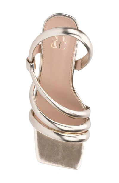 New York And Company Albina Asymmetrical Heeed Sandal In Gold