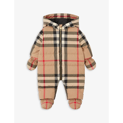 Shop Burberry River Check-print Woven Suit 1-9 Months In Archive Beige Ip Chk
