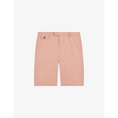 Shop Ted Baker Mens Mid-pink Ashfrd Regular-fit Stretch Cotton-blend Chino Shorts