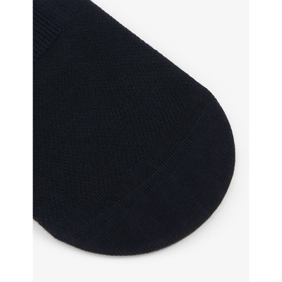 Shop Pantherella Men's Vy Logo Cotton-blend Invisible Socks In Navy