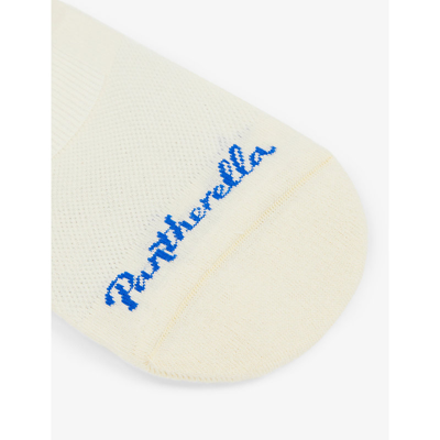 Shop Pantherella Logo Cotton-blend Invisible Socks In Cream