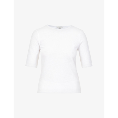 Shop Vince Elbow-sleeve Cotton-jersey T-shirt In Optic White-137owt