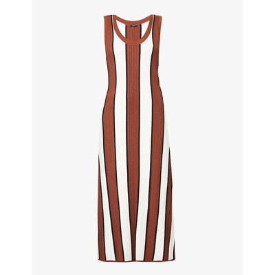 Shop Joseph Women's Chestnut Combo Striped Ribbed Stretch-knit Midi Dress