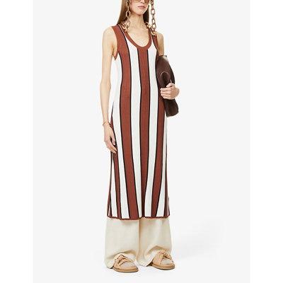 Shop Joseph Women's Chestnut Combo Striped Ribbed Stretch-knit Midi Dress