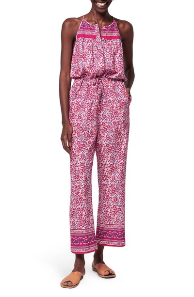 Shop Faherty Adella Floral Organic Cotton Jumpsuit In Sun Up Block Print