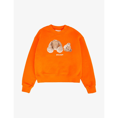 Shop Palm Angels Bear Logo-print Cotton-jersey Sweatshirt 4-12 Years In Orange