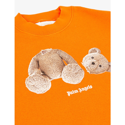 Shop Palm Angels Bear Logo-print Cotton-jersey Sweatshirt 4-12 Years In Orange