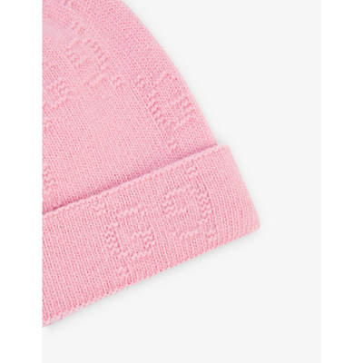 Shop Gucci Girls Pink Kids Gg-logo Wool Beanie Hat 0-12 Months