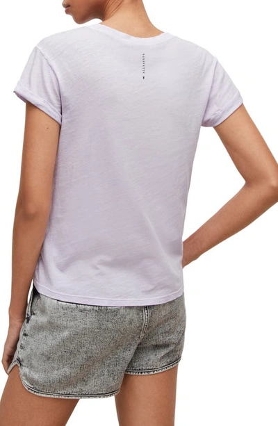 Shop Allsaints Anna Cuff Sleeve Cotton T-shirt In Violet