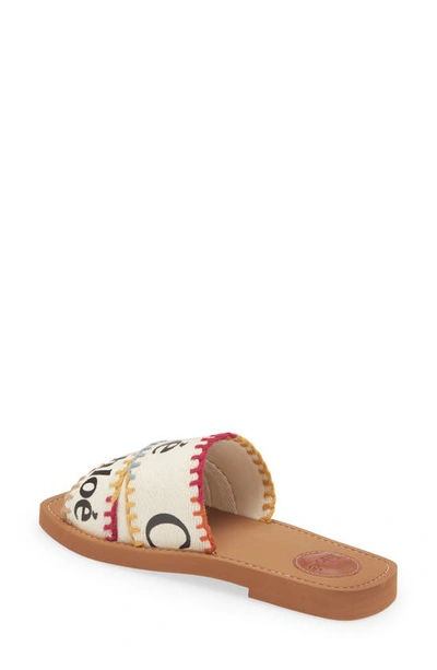 Shop Chloé Woody Logo Slide Sandal In Multi Color White