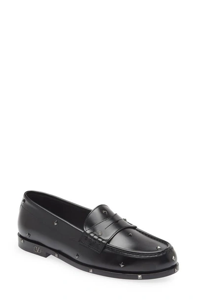 Shop Valentino Aristopunk Studded Penny Loafer In Nero