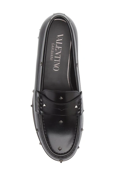 Shop Valentino Aristopunk Studded Penny Loafer In Nero