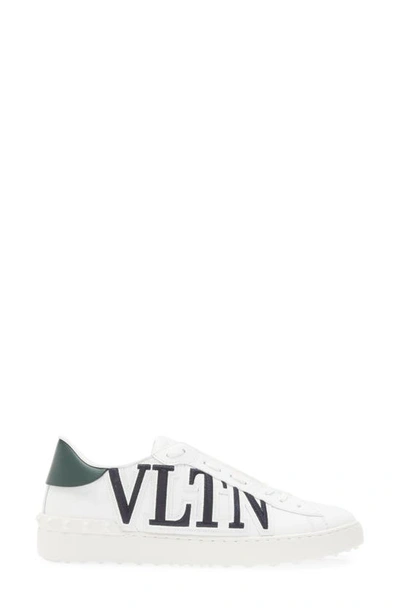 Shop Valentino Open Vltn Sneaker In Bianco/ Green-marine/ Bianco